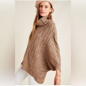 Anthropologie Brown Chunky Turtleneck Sweater